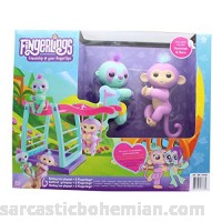 WowWee Fingerlings Playset Monkey bar Swing Playground with One Monkey & One Sloth – Savannah Light Purple & Clara Turquoise B07FQZBF6T